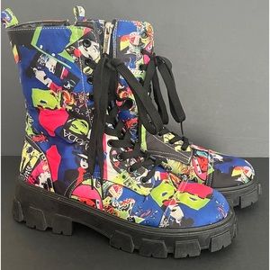 Cape Robbin MonaLisa Combat Boots. Multicolored Women’s Size 10.